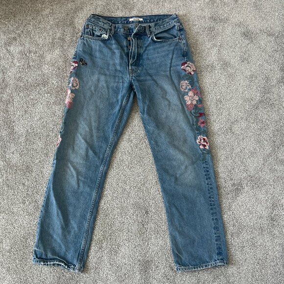GRLFRND Denim Jeans with Butterfly and Floral Embroidery - Picture 4 of 5